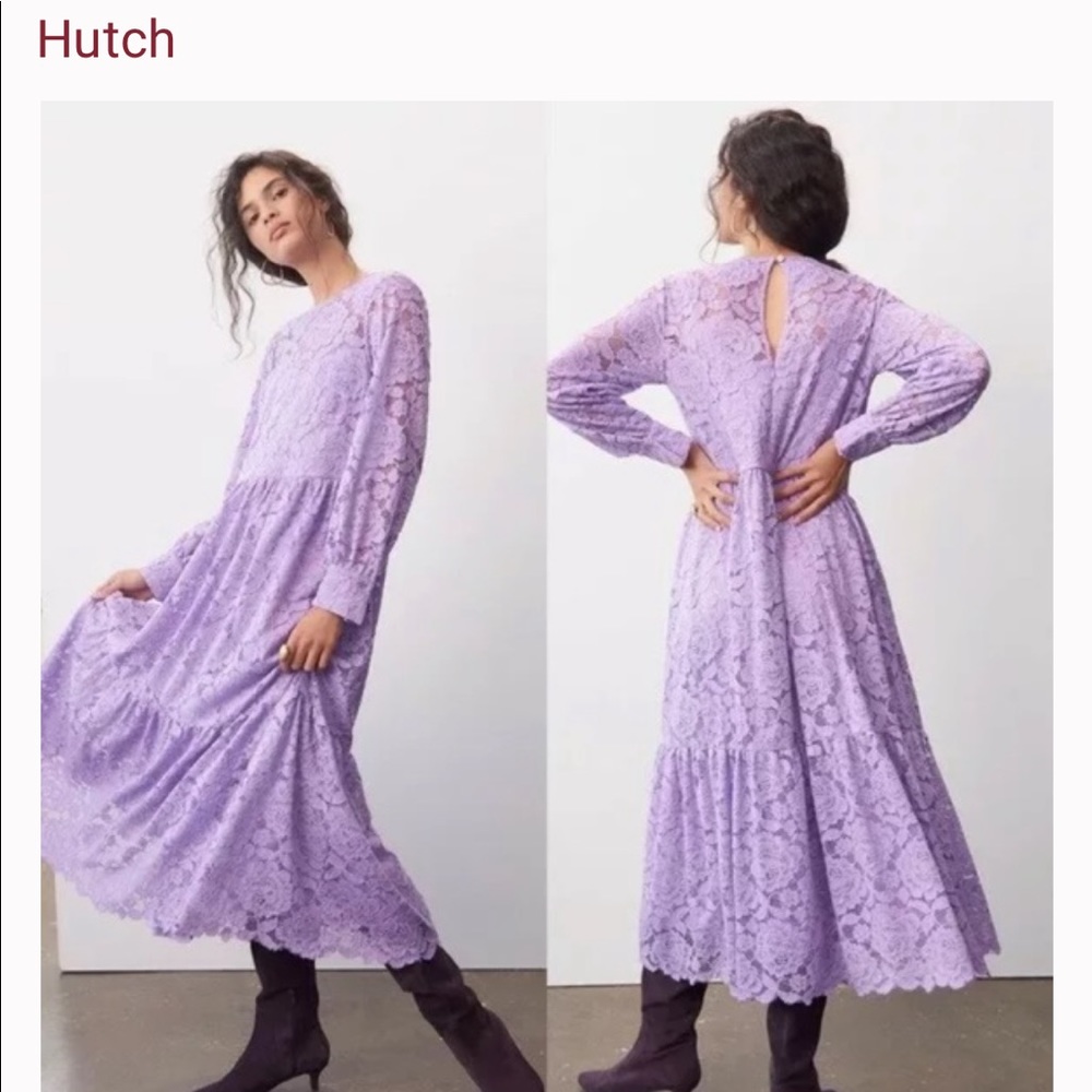 BHLDN Lavender Lace Maxi Dress